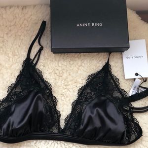 Anine Bing Satin Bra with lace trim.